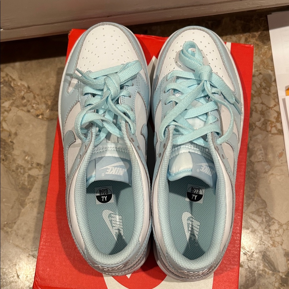 Nike Kids Sneakers - Sky Blue and White 7 Youth 8.5 in women’s - Picture 3 of 7